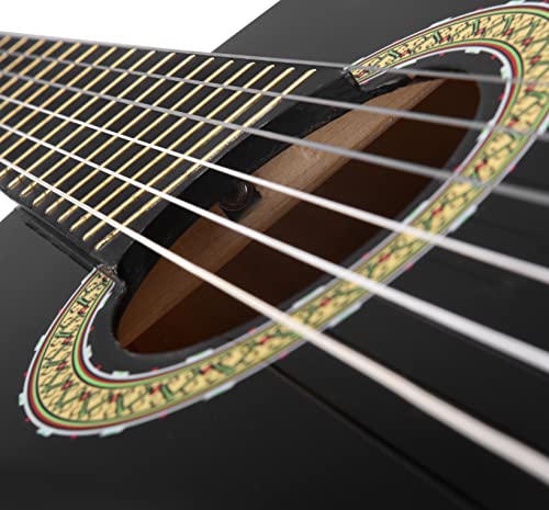 Winzz 39 Inches Classical Guitar Full Size Beginner Acoustic With Online Lessons Bag Capo Tuner Strings, Black #TOP5