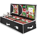 ZOBER Gift Wrapping Paper Organizer Storage - 40' Gift Wrap Storage Containers with Interior Pockets for Bows, Tags & Ribbons - Wrapping Paper Holder, 600D Oxford, Fits 24 Standard Rolls, Black/White