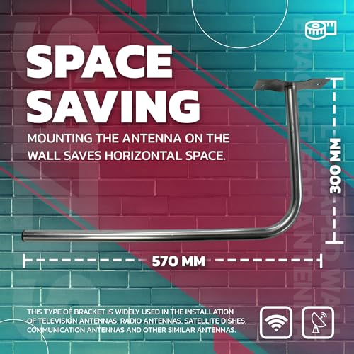 DOJA Barcelona | Soporte Antena Pared | Pack 1 | Mastil Antena en L | Ø 25mm | 30 X 58cm | Soporte TV en Acero | Accesorios Parabolica - imagen 4