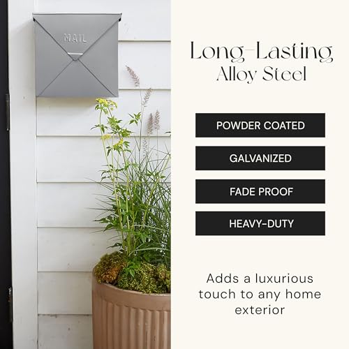 Image of NACH Mailboxes for Outside Wall Mount, 10 x 10 x 4 inch Silver Mail Boxes for House Outside, Waterproof Mailboxes for Outside - Chicago Style Mail Box