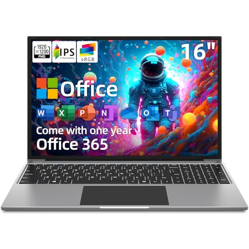 jumper Laptop Computer 16 Inch, Office 365, Quad Core Celeron N4100 CPU, 4GB RAM 128GB EMMC, Expandable 256GB TF Card, Laptops with FHD IPS 1200P Display, 38Wh Battery, 4 Speakers, 2.4+5G WiFi, BT4.0.