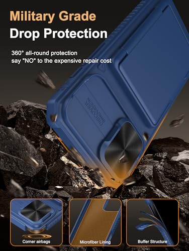 Image of Vihibii for iPhone 16 Plus Wallet Case with Card Holder (4 Cards) [RFID Blocking] & Slide Camera Cover & Raised Edges Protect Screen, Shockproof Rugged Phone Cover for iPhone 16 Plus 6.7 inch 2024, Blue