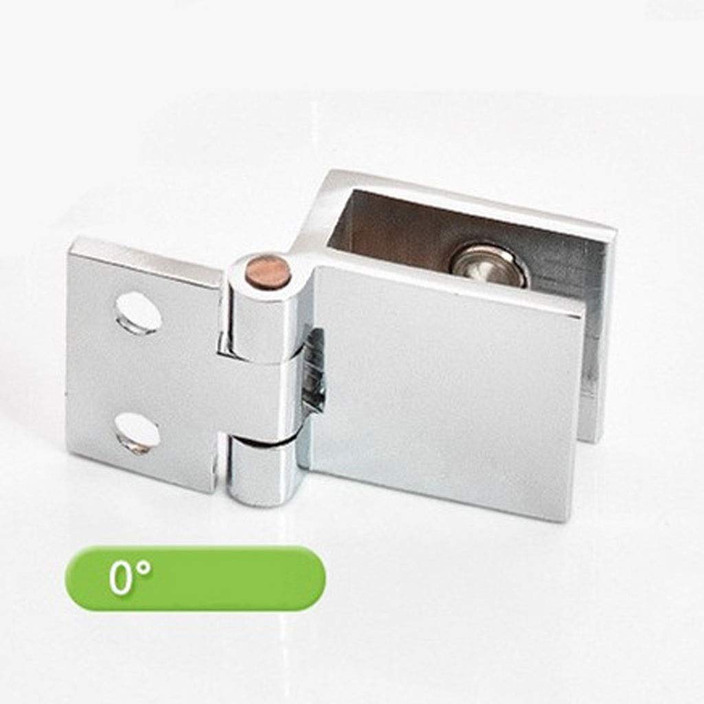 Myxjx 0 Degrees Hinges, 90,180 Degree Bilateral Clip Home Easy Install Glass Clamp Zinc Practical Bathroom Furniture Cupboard(0 Degrees)