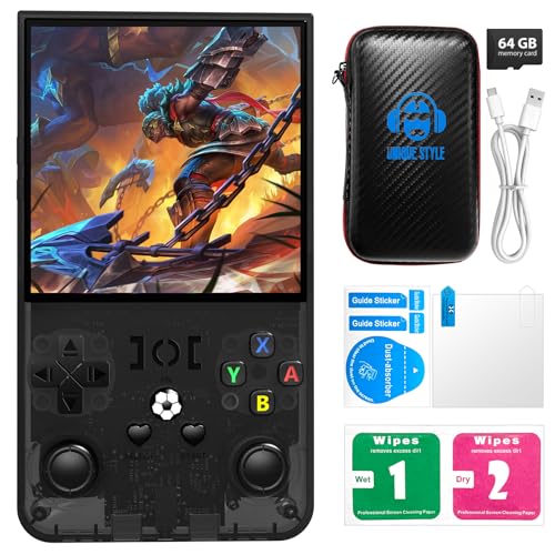 Image of R36MAX Retro Game Console, Support 18,000+ Classic Games, 4.0-Inch IPS Display, 720x720 Resolution, 4000mah Battery, with Portable Case (Black 56GB)
