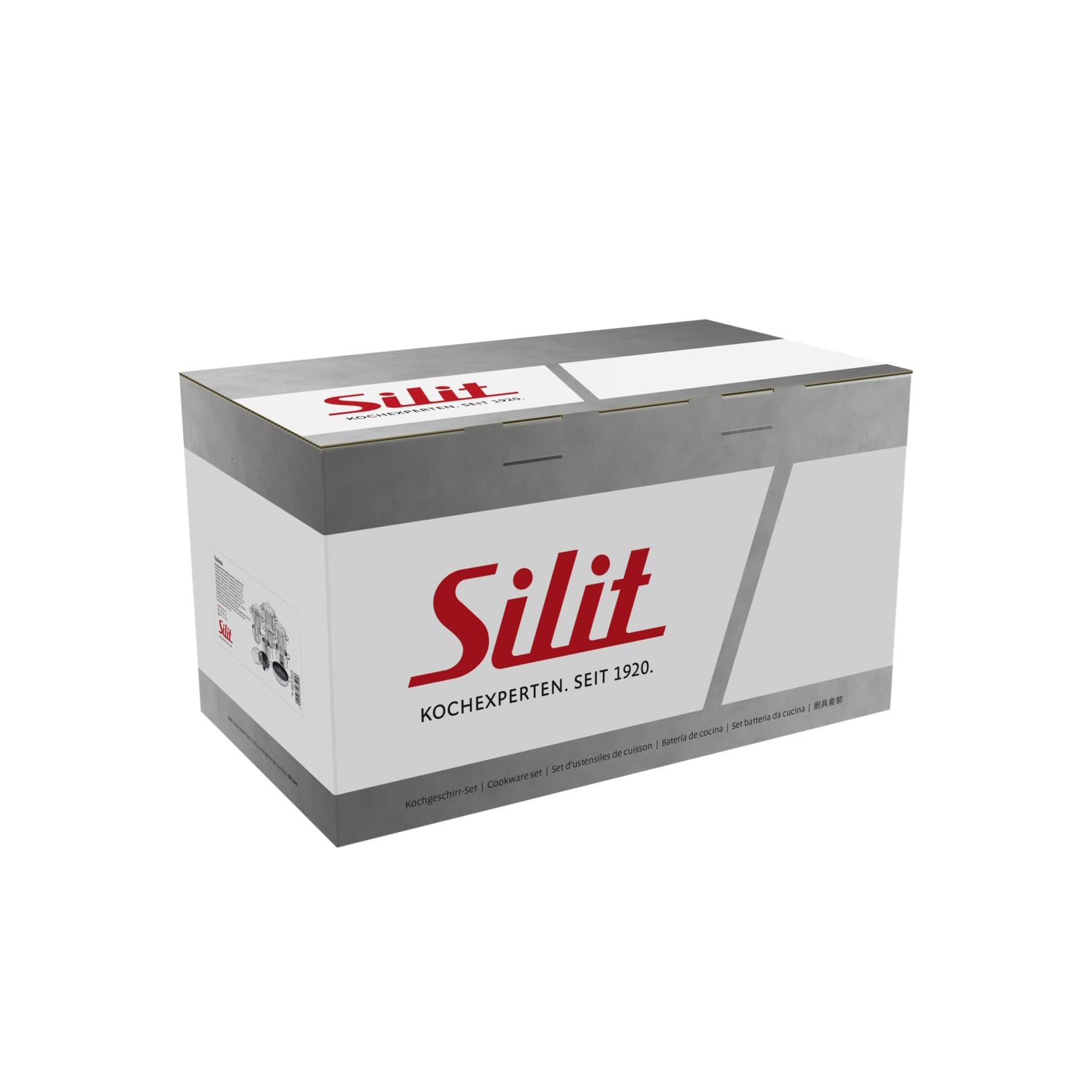 Silit Toskana Topfset Induktion 5-teilig, Edelstahl teilmattiert, Induktions Töpfe Set unbeschichtet mit Glasdeckel, für alle Herdarten geeignet, ohne Innenskalierung, spülmaschinengeeignet