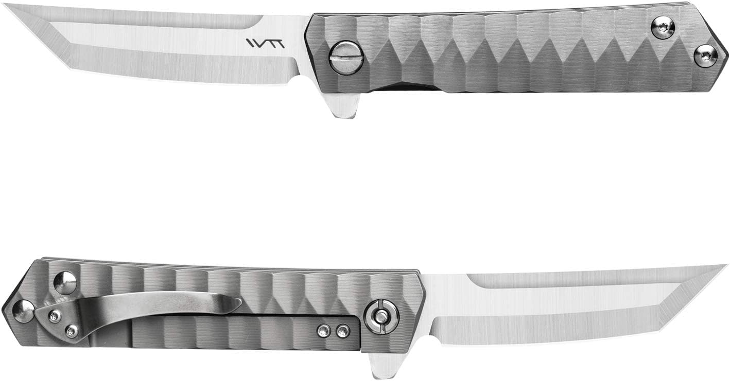 BGT 3.4 Inches Tanto Tactical Folding Knife TC4 Titanium Handle
