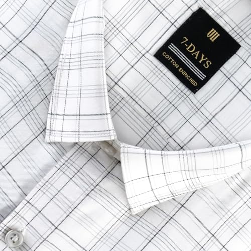 Image of 7-DAYS Men's Premium Checks Formal Shirt - Cotton Rich, Regular Fit, Full Sleeve, with Pocket, Wrinkle Resistant - Stylish Office & Everyday Wear.