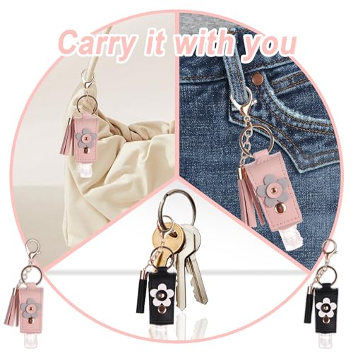 Pcmursal 2 pacotes de chaveiros desinfetantes para as mãos, mini porta-chaves portátil de gel desinf