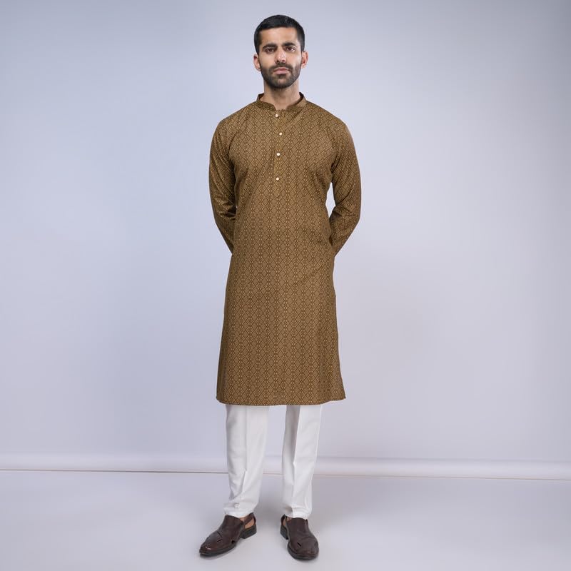 Image of BELLAZO Men's Premium Cotton Printed Regular Kurta | Stylish Kurta for Weddings /Festivals