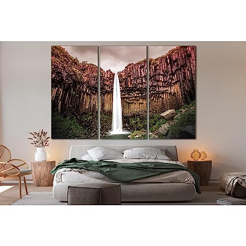 Impression sur toile cascade d'Islande Svartifoss ZELLART tableau 115x75 cm
