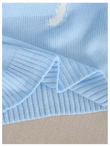 Image of BEAUDRM Girl's Bow Sweater Crew Neck Cute Sweaters Long Sleeve Knit Pullovers Sweater