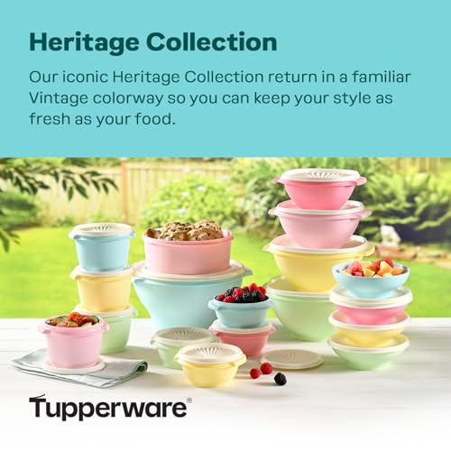 Image of Tupperware Heritage Collection 7.6 Cup Cookie Canister, Vintage Blue Color, Dishwasher Safe and BPA Free Container (1.8 L)