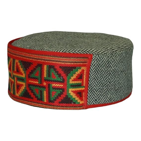 Image of Vastraa Fusion Himachali Topi for Men | Nepali Headwear | Traditional Kullu Cap | Pahadi Topi | Kashmiri Hat | Wool Handcrafted Ethnic Wear