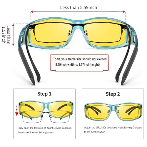 Image of URUMQI Night Vision Driving Glasses Fit Over Eyeglasses for Men Women