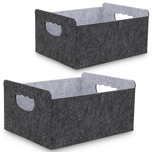 BEHONA Panier de Rangement en Feutre Épais Résistant - Organisateur Dressing pour Armoires/Étagères, Boîte de Stockage pour Maison/Bureau/Papier A4...