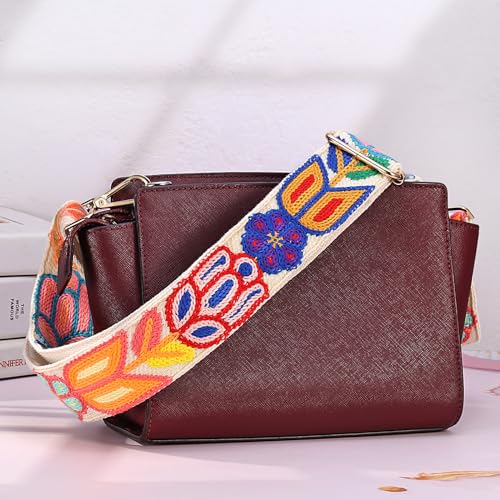 Image of Crochet Flower Purse Strap,Knit Wide Replacement Crossbody for Shoulder Strap Bag Adjustable 2inch Guitar Strap