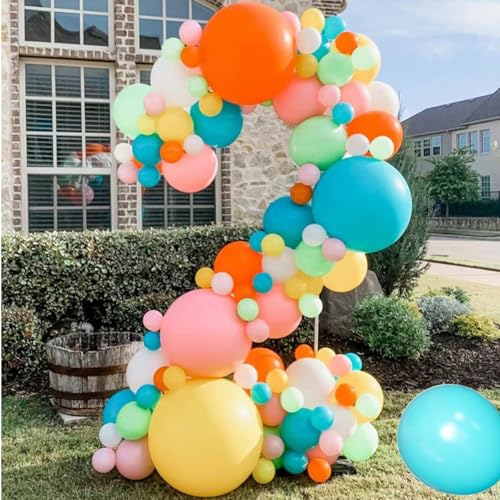 Image of MEBAY Rainbow Balloons Garland Arch Kit, 146Pcs 5 Assorted Color Latex Balloon Different Sizes 18 12 10 5 Inch for Gender Reveal Baby Shower Wedding Birthday Party Decoration