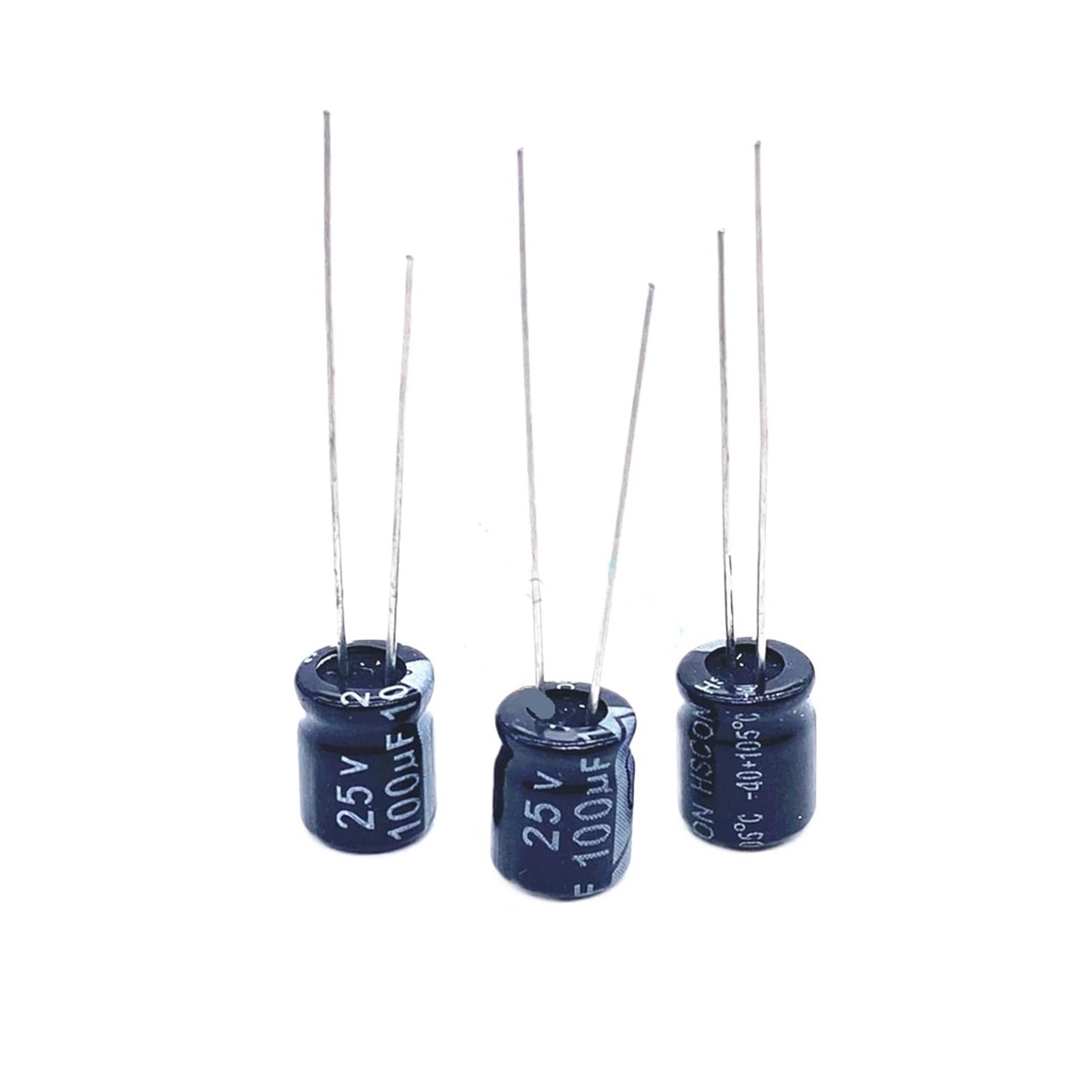 Condensateur 100uF 25V électrolytique radial 6x7mm pour réparation de carte mère