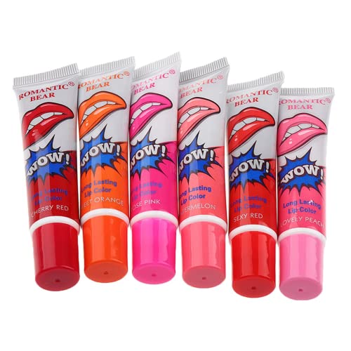 zalati 6 Farben Tattoo Magic Color Lipgloss Sets für Frauen abziehen Lippenflecken bunter glänzender Lippenstift wasserdichte Tönung langanhaltend Cover