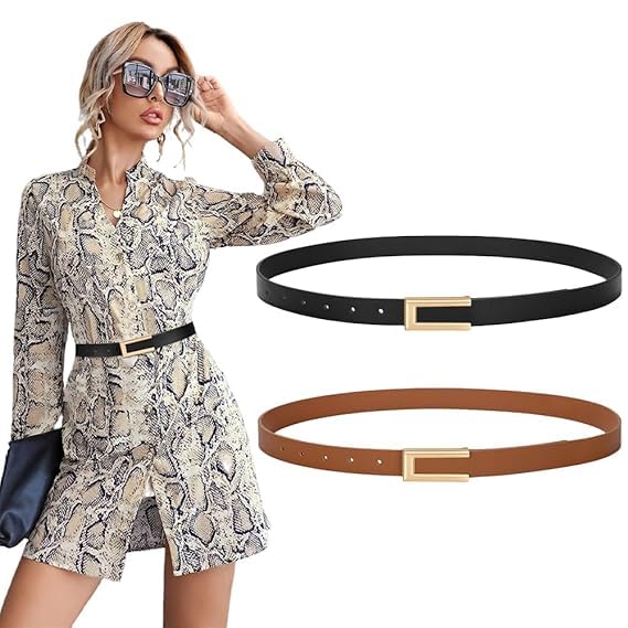 wildhorn Waist Belt for Women Jeans | Womens Skinny Waist Belts with Gold Buckle | Pack of 2 | Adjustable Belt for Women for Dress, Blazer, Suit-picture-18