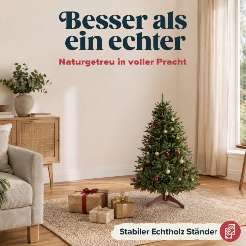 Weihnachtsbaum künstlich 90cm 100% PE Spitzen – TESTSIEGER – Naturgetreu, dichte Zweige… – Ansicht 6