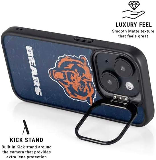 Skinit Kickstand Phone Case Compatible with iPhone 16 - Officially Licensed NFL Chicago Bears - Alternate Distressed Design