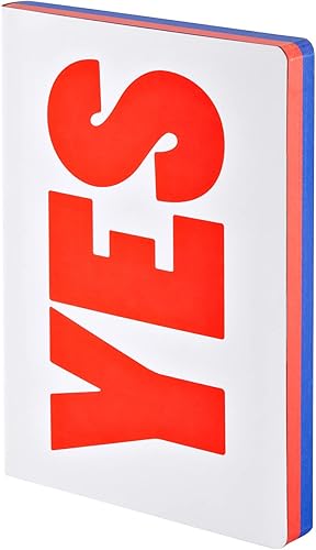 Nuuna Graphic L Yes-No - Cuaderno de piel regenerada, color rojo, azul y blanco