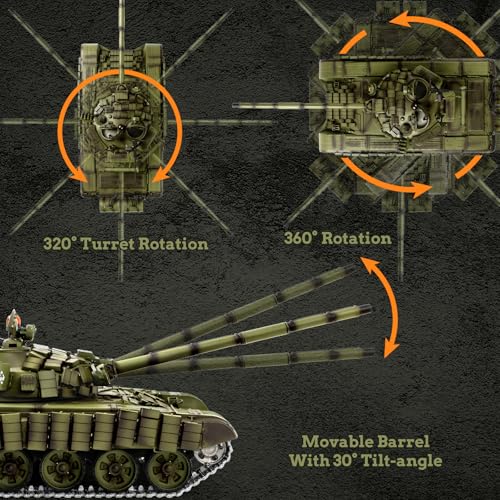 Image of 1 /16 RC Tank, Heng Long Soviet Union T-72 model Army Toy with Smoke, Sound, Light, 2.4G Remote Control Tank That Shoot with Upgraded Metal Track, Idler and Sprocket Wheel, Steel Gearbox, Two Batteries