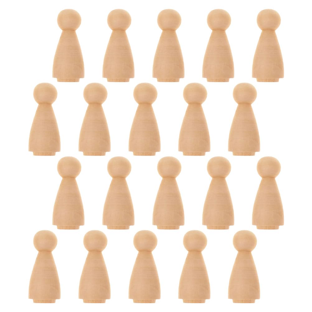 VILLCASE20pcs Wooden Peg Dolls Unpainted, Wooden Peg People Mannequin Wooden Peg Figures Unfinished Peg People Home Decoration Statue Graffiti Wood Doll of People Ornaments (Khaki)