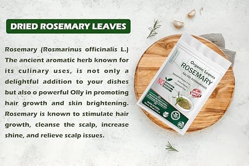 Image of Rosemary Leaves, Natural Dried Herbs for Hair Growth, Hair Fall Control, 200g Pack with Spray Bottle for DIY Hair Care