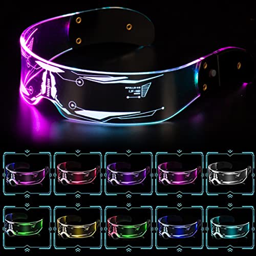 EPROICKS Lunettes Lumineuses à Led, 7 Couleurs Affichage Led Lunettes, Verres de Visière Électroniques Futuriste, Pour Fête Discothèque, Dj, Musique,...