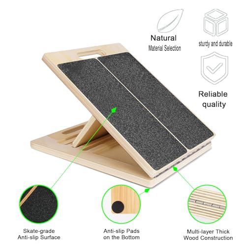 Tabla inclinada de madera con 5 niveles ajustables para estiramiento miniatura 3