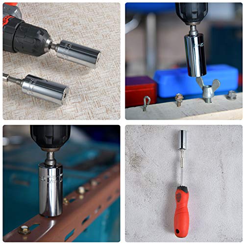 Universal Socket Tools Gifts,7mm-19mm Tool Sets with Power Drill Adapter,Best Christmas Gifts for Men, DIY Handyman, Father/Dad, Husband, Boyfriend, Him, Women