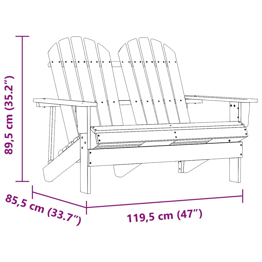 Chaise de jardin Adirondack 2 places bois sapin massif marron