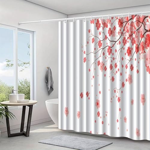 Rideau de douche de qualité supérieure fleurs de cerisier en polyester - 2