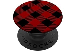 Red and Black Plaid Grip With Check Tartan PopSockets PopGrip