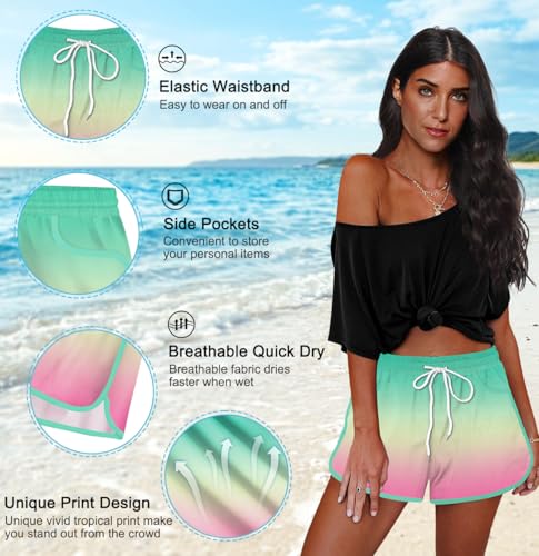 Image of For G and PL Women Summer Floral Beach Boardshorts with Pockets Swim Trunks