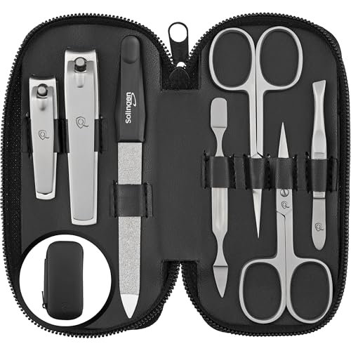 Maniküre Set - Vergleichssieger mit Top Preis/Leistung - Etui handlich und weich - 7teiliges Nagelset für Damen und Herren marQus aus Edelstahl