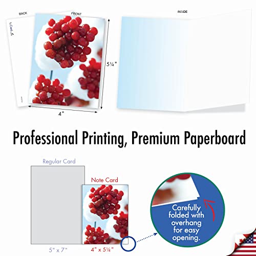 Image of The Best Card Company - 10 Holiday Note Cards for Christmas - Festive Bulk Assortment, Boxed Notecards with Envelopes (4 x 5.12 Inch) - Merry Berries M2274