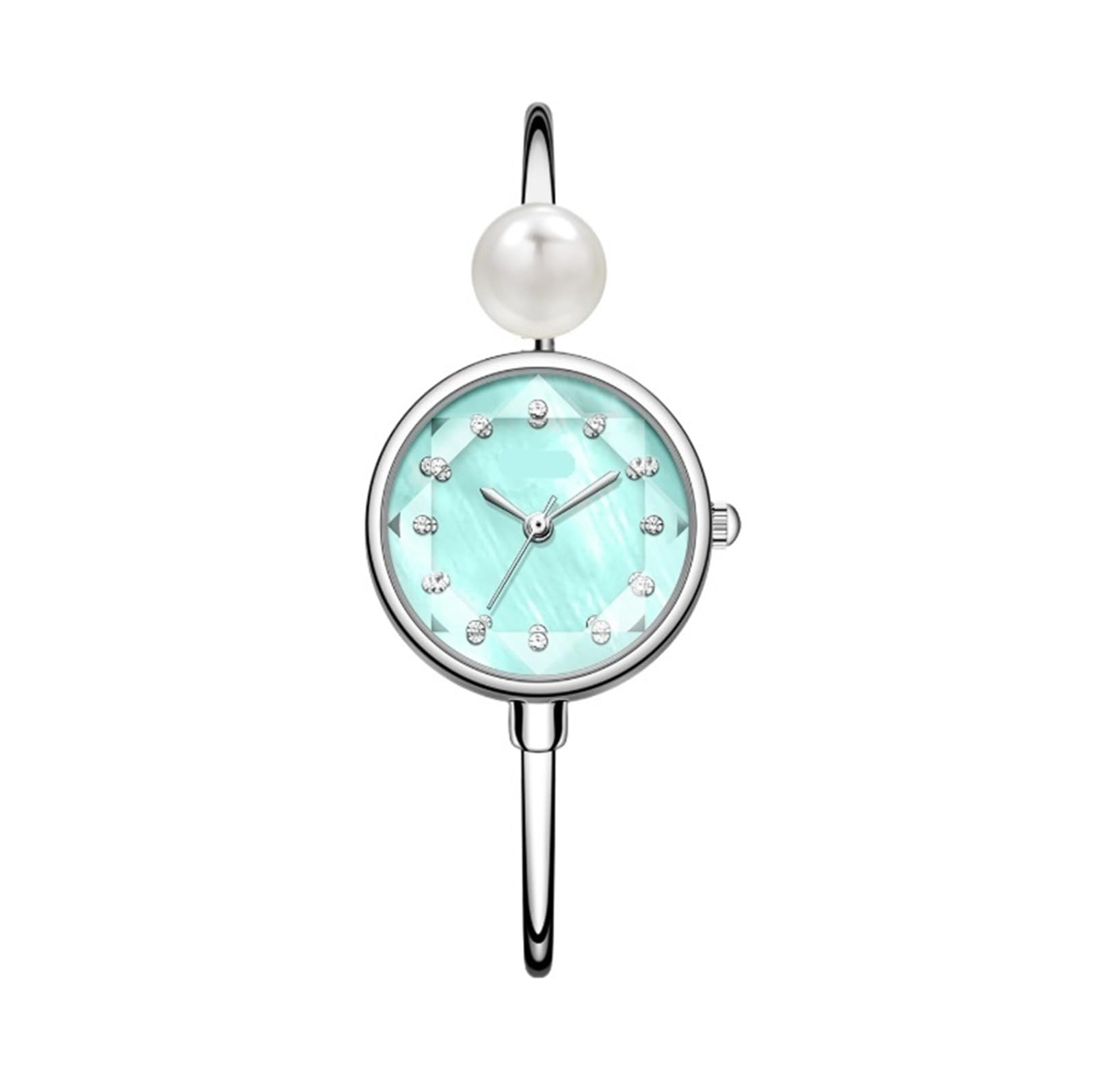 Orologio da polso delicato da donna, elegante braccialetto di perle, orologio da polso al quarzo rotondo impermeabile, regalo for le donne Orologio da polso(Light Green)