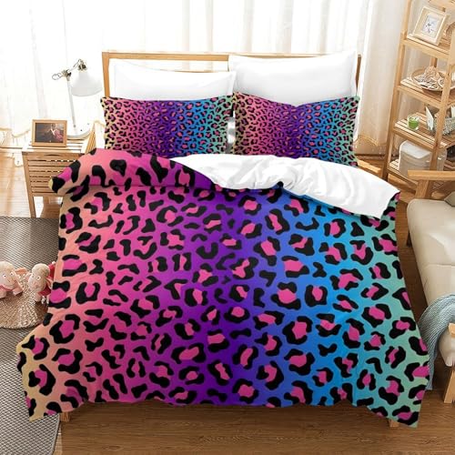 Housse de couette microfibre léopard 135x200 parure lit 3D doux - 3
