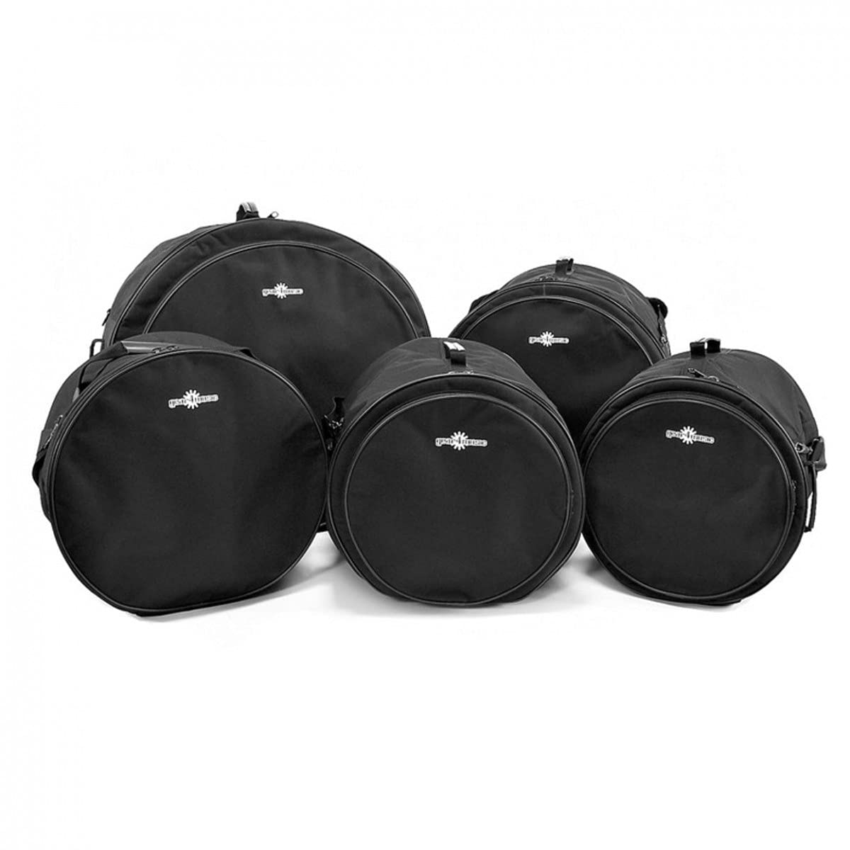 Set di Custodie morbide per batteria imbottite di Gear4music Rock Sizes | Maniglie e tracolle individuali, imbottitura spessa 10mm, tasca frontale per pezzi di ricambio, taglie rock