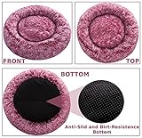 Comlax Beruhigende Donut Hundebetten Großer, Rundes Kissen mit abnehmbarem waschbarem Bezug, Anti-Angst-Kunstfell-Kuscheltier, Flauschiges, bequemes, pelziges Haustierbett (70cm, Rosa)