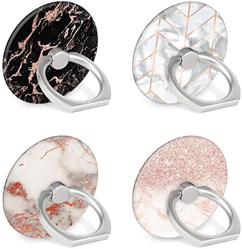4-Pack Phone Ring Holder 360 Rotation Finger Stand Grip Kickstand for Smartphones and Tablets (Pink Marble)
