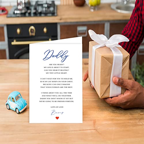 Cute Daddy To Be Poem Card From Bump, Happy First Father's Day Card Gifts For Husband, Lovely Daddy Poem Pregnancy Announcement Card For Dad #TOP4