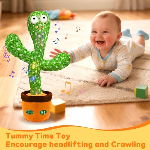 Image of Hunfur Interactive Baby Toys Dancing Talking Cactus Toy,Funny Gift for Infant, Singing Record Repeat What You Say Light Up Toy for Toddler Boy Girl (Volume Adjustment)