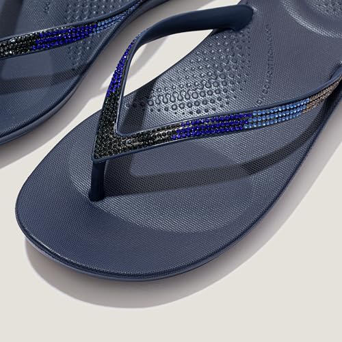 Image of FitFlop Womens iQushion Sparkle Ergonomic Flip Flops for Walking, Lightweight Waterproof Cushioned Thong Sandals for Women with Non Slip Bottom and Arch Support | Lightweight Waterproof Walking Sandals w /Cushioned Comfort & Arch Support