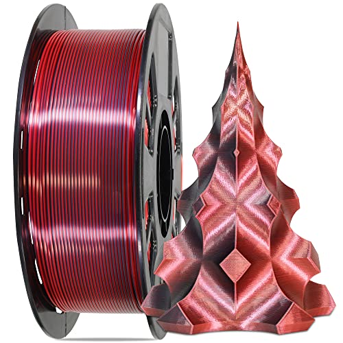 Image of MIKA3D 2 Colors in 1 Silk Black Red PLA 3D Filament, 1KG 2.2LBS 3D Printing Material with Bicolor Dichromatic Double Colors, Dual Color Co-Extrusion 3D Filament Widely Fit for 3D Printer
