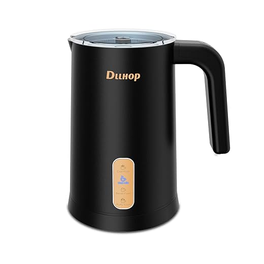 Milk Frother and Steamer, 4 in 1 Handle Control Electric Milk Frother for Hot & Cold Foam Making, Working Quietly, DLLHOP 304 Stainless Steel Frother for Coffee, Latte, Macchiato, Cappuccino-MF02A