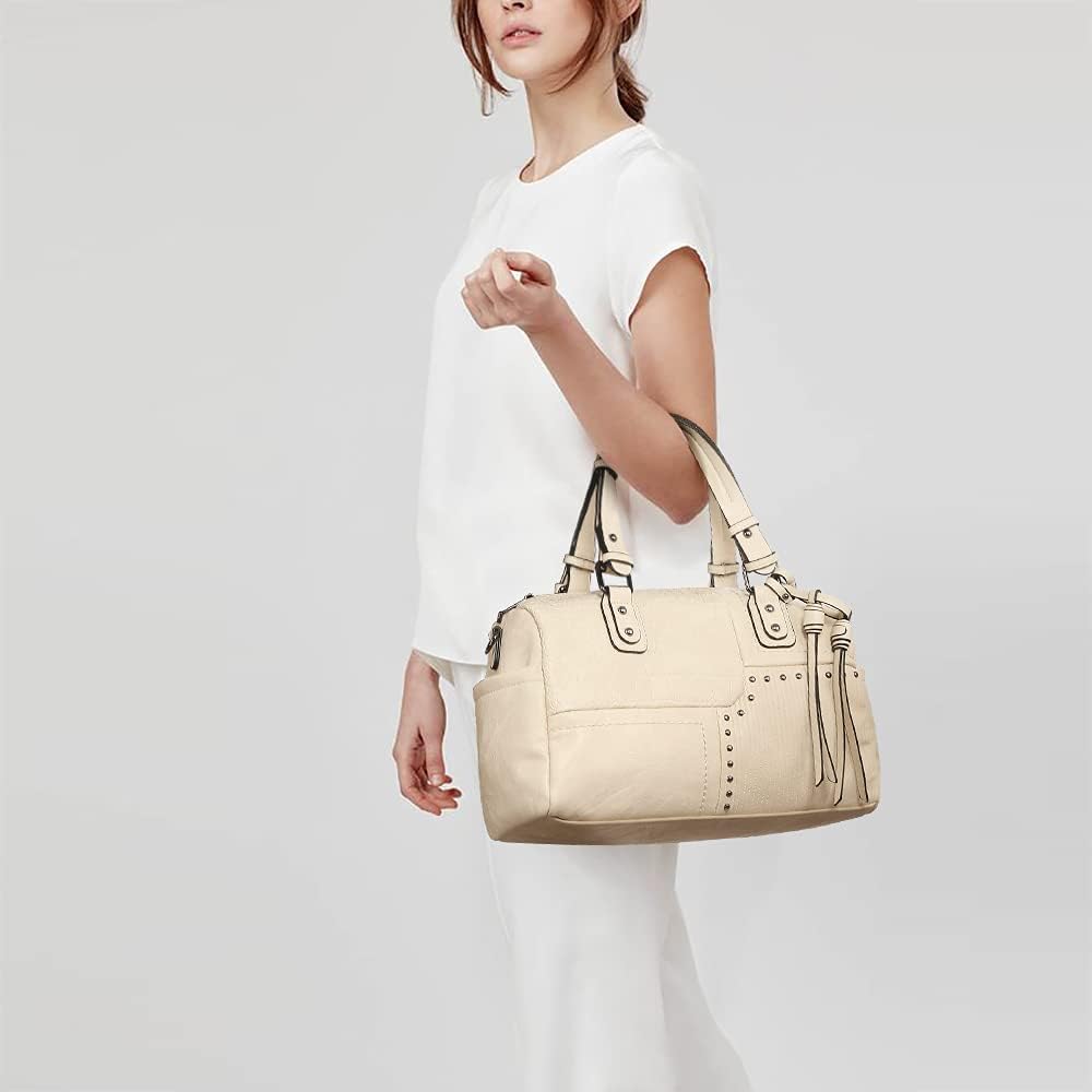 Dasein Women Soft Vegan Leather Barrel Bags Large Hobo Top Handle Work Totes Satchel Handbags Shoulder Purse - Image 2